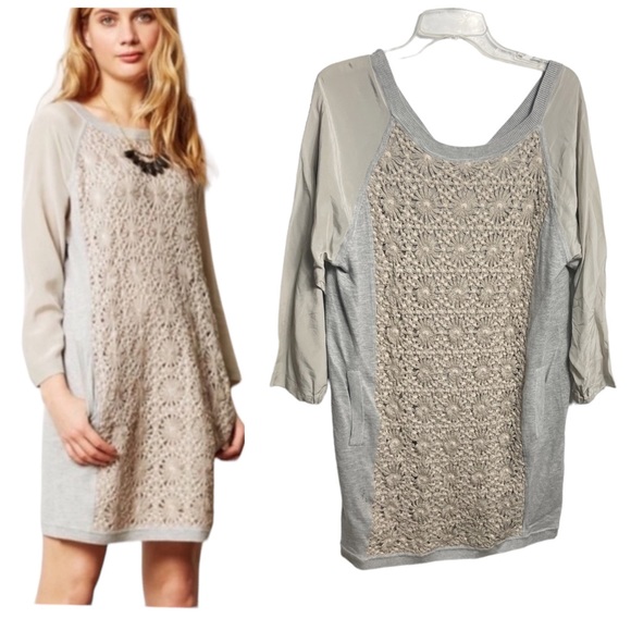 Anthropologie Dresses & Skirts - Cluny by Cynthia Steffe silk & cotton Crochet Tunic dress with pockets
